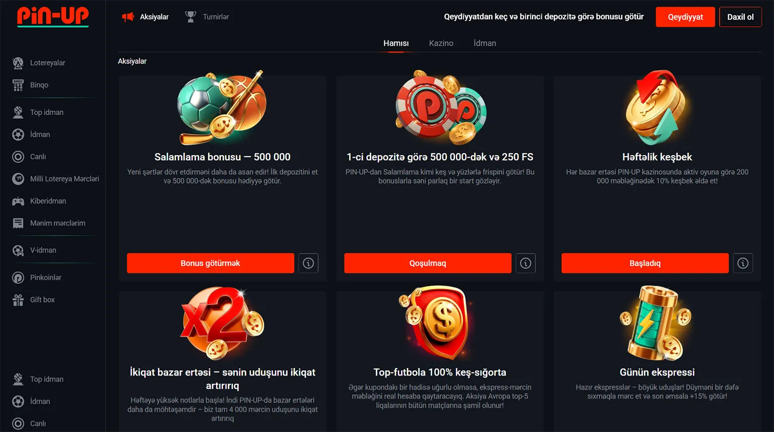Casino bonuses page