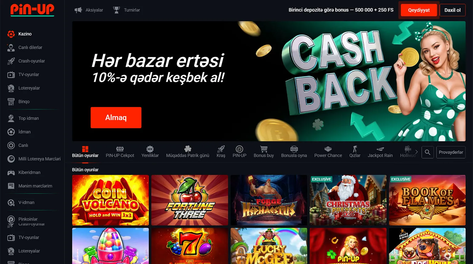 Casino homepage banner